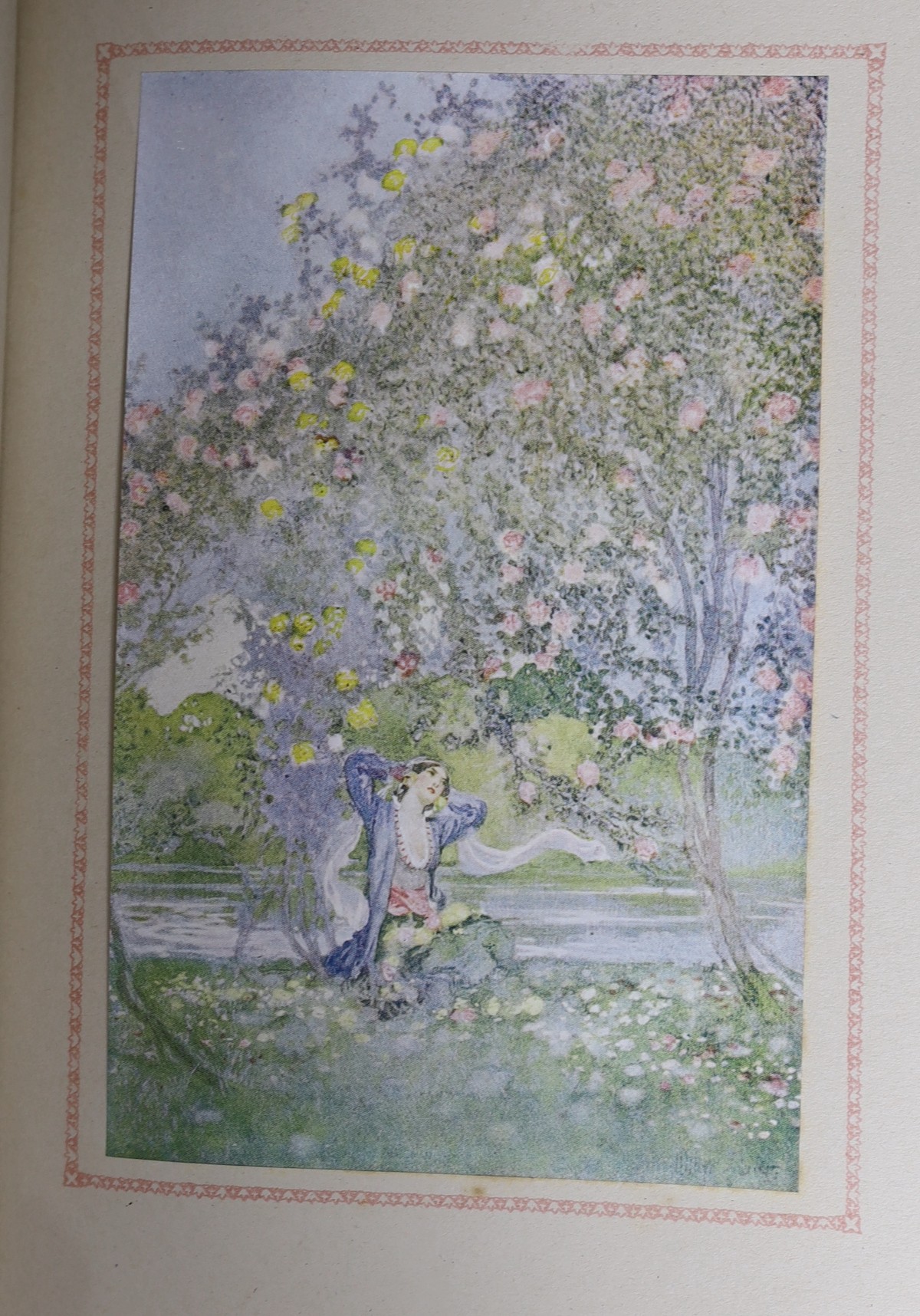 Pogany, Willy (illustrator) - Rubaiyat of Omar Khayyan, 4to, tooled olive green morocco gilt, with 24 tipped-in coloured plates, top edge gilt, remainder untrimmed, George G Harrap & Co., London, [1909]